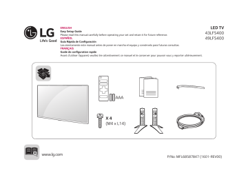 AAA X 4 (M4 x L14) www.lg.com LED TV 43LF5400 49LF5400 AAA X 4 (M4 x L14) www.lg.com LED TV 43LF5400 49LF5400