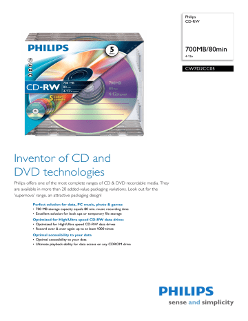 CW7D2CC05/00 Philips CD-RW CW7D2CC05/00 Philips CD-RW