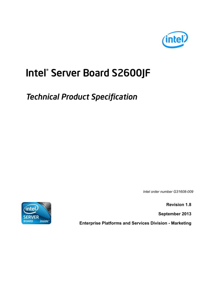 Intel® Server Board S2600JF TPS Intel® Server Board S2600JF TPS