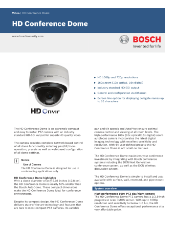 HD Conference Dome - Bosch Security Systems HD Conference Dome - Bosch Security Systems