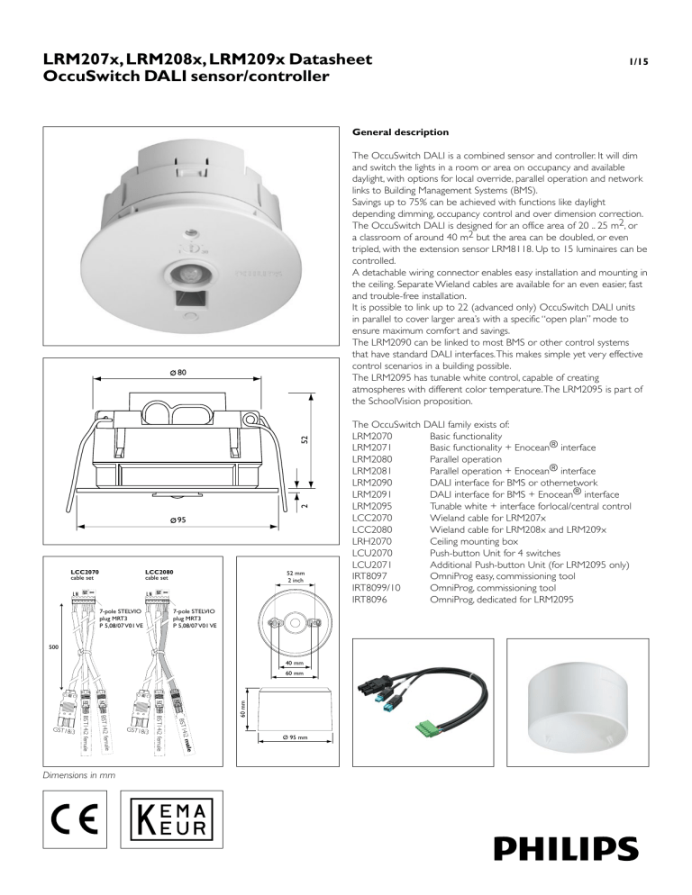 LRM207x, LRM208x, LRM209x Datasheet OccuSwitch DALI sensor LRM207x, LRM208x, LRM209x Datasheet OccuSwitch DALI sensor
