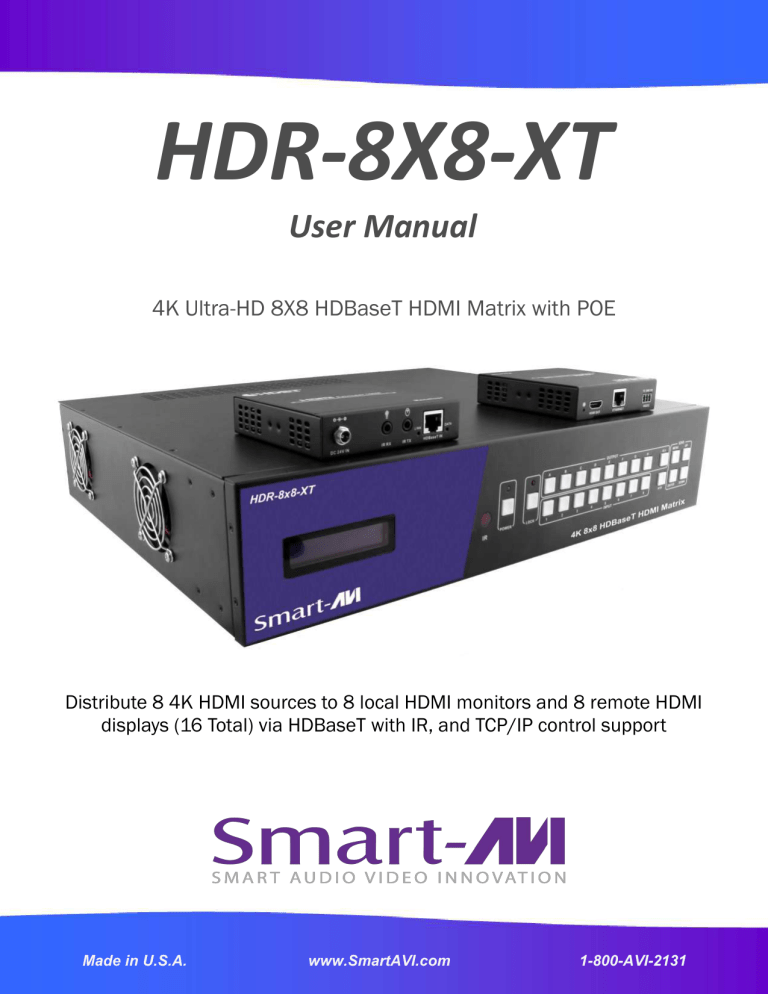 Smart-AVI HDR-8×8-XT User manual Smart-AVI HDR-8×8-XT User manual