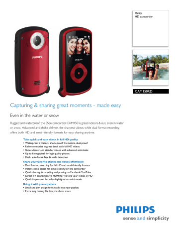 CAM150RD/00 Philips HD camcorder CAM150RD/00 Philips HD camcorder