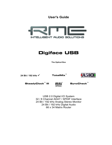 RME Digiface USB Digital Audio Interface Owner's Manual | Manualzz