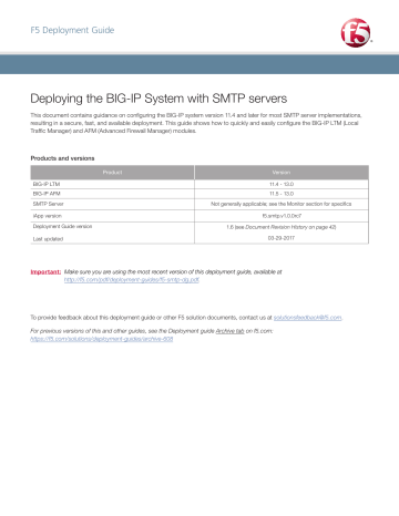 Deploying the BIG-IP System with SMTP servers Deploying the BIG-IP System with SMTP servers
