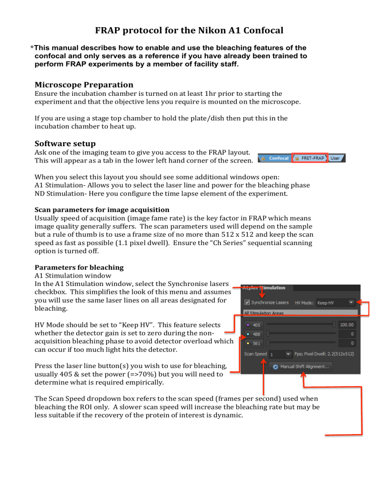 Nikon FRAP Protocol - IGMM Imaging Facility Nikon FRAP Protocol - IGMM Imaging Facility