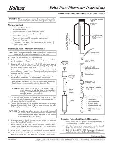 Solinst Drive Point Piezometers Instructions Manualzz