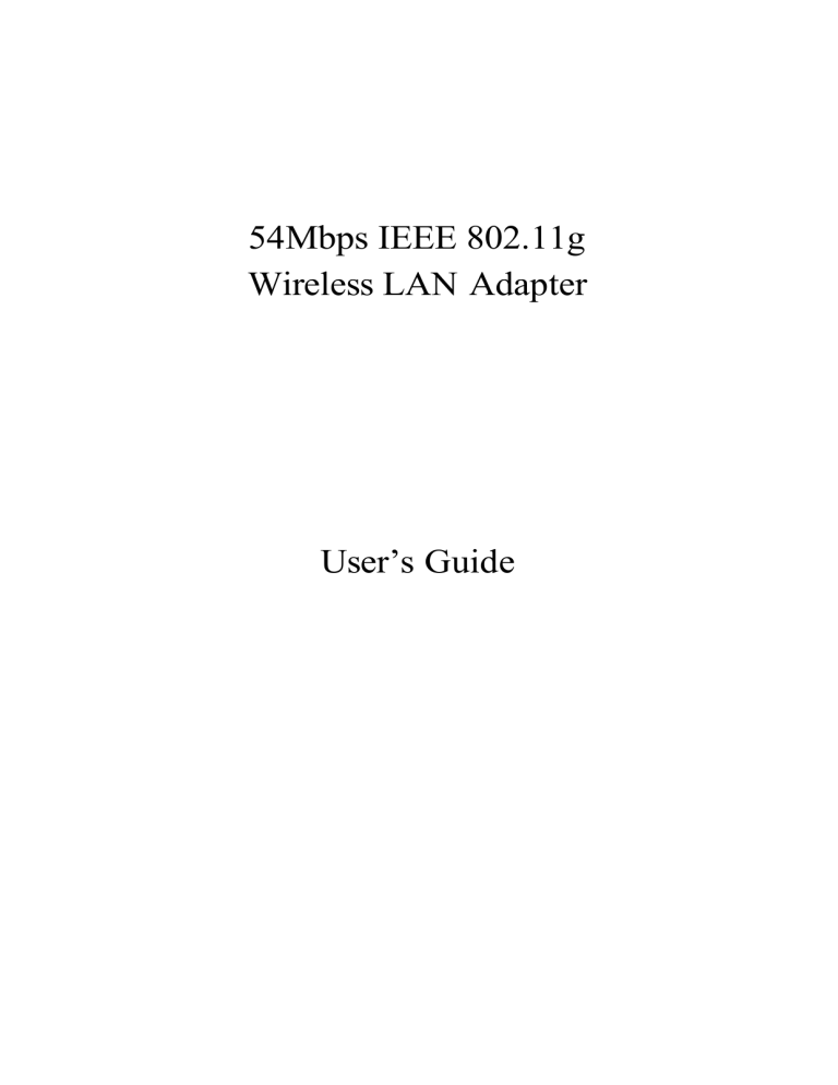 WLAN Adapter Manual WLAN Adapter Manual