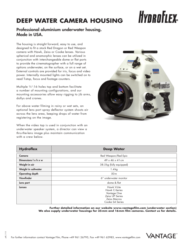 Deep Water camera Housing Deep Water camera Housing