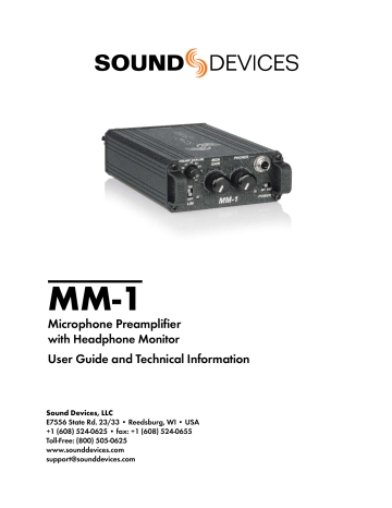 Sound Devices MM-1 - User Guide and Technical Information Sound Devices MM-1 - User Guide and Technical Information
