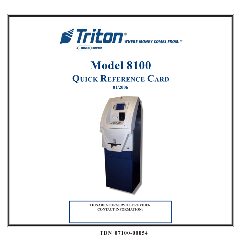 Triton Systems 8100 series Owner's manual Triton Systems 8100 series Owner's manual