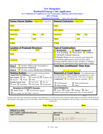 Energy Code Application - New Hampshire Public Utilities Energy Code Application - New Hampshire Public Utilities