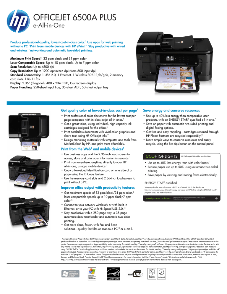 OFFICEJET 6500A PLUS OFFICEJET 6500A PLUS