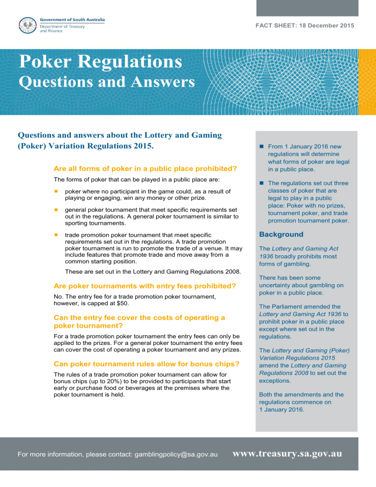 Poker Regulations Poker Regulations