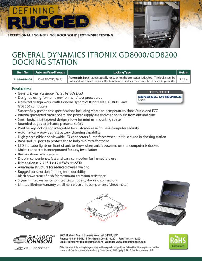 general dynamics itronix gd8000/gd8200 docking station general dynamics itronix gd8000/gd8200 docking station