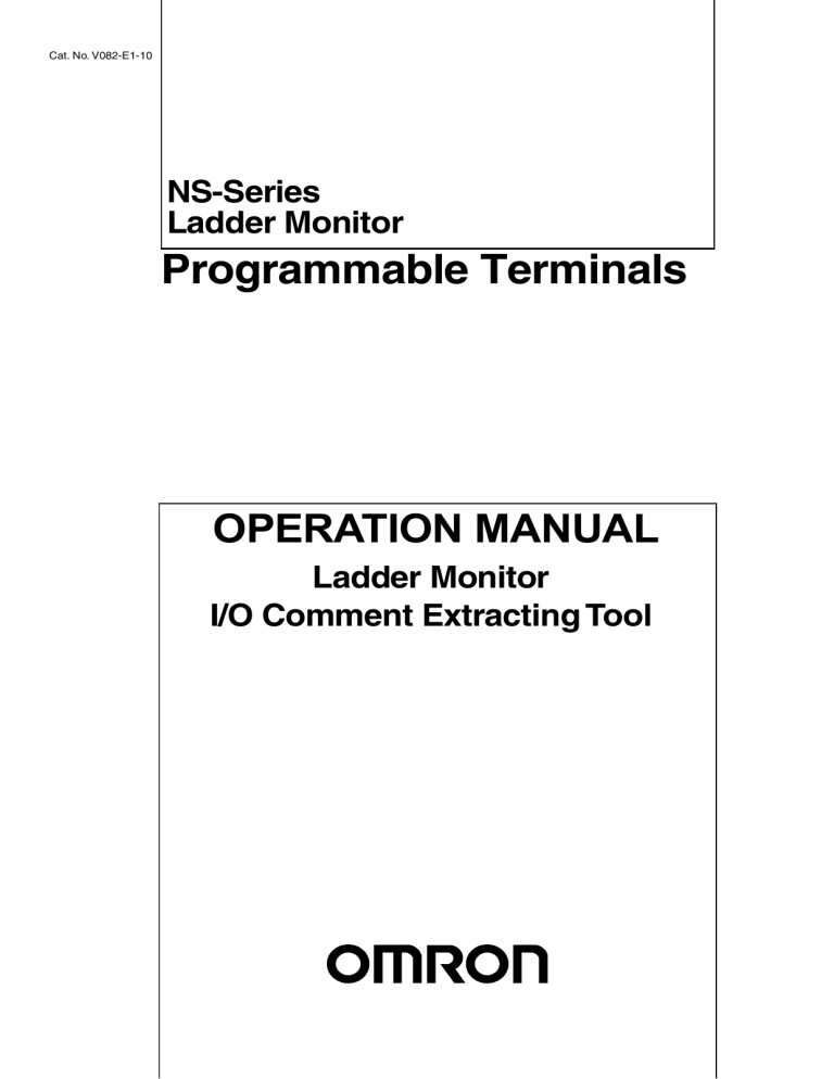 NS-Series Ladder Monitor Programmable Terminals NS-Series Ladder Monitor Programmable Terminals