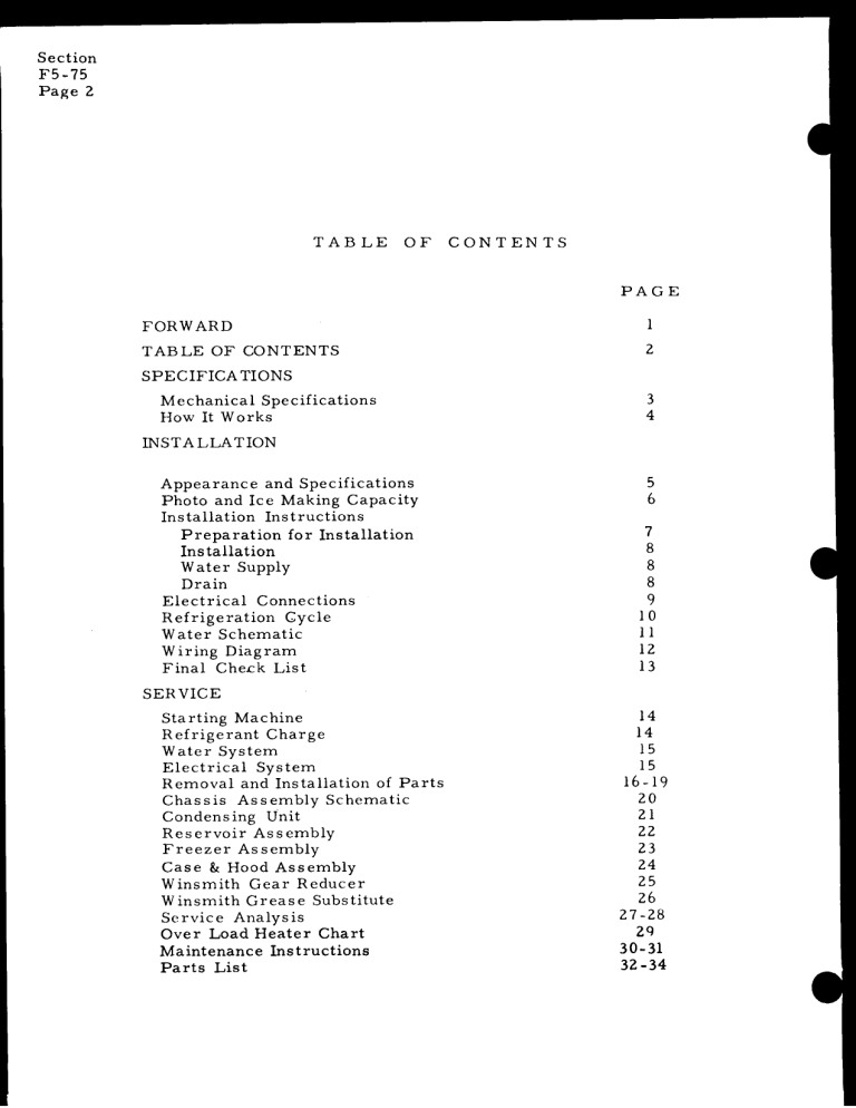 Section F5-75 Page 2 TABLE OF FORWARD Section F5-75 Page 2 TABLE OF FORWARD