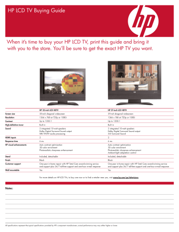 HP LCD TV Buying Guide HP LCD TV Buying Guide