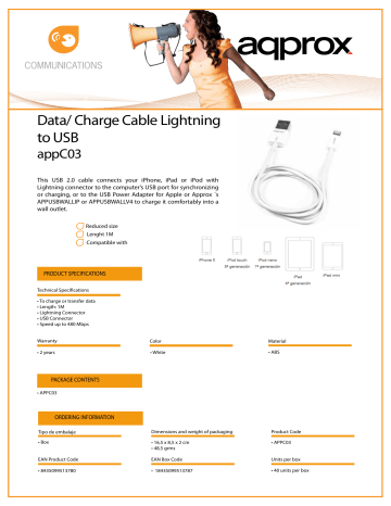 Data/ Charge Cable Lightning to USB Data/ Charge Cable Lightning to USB