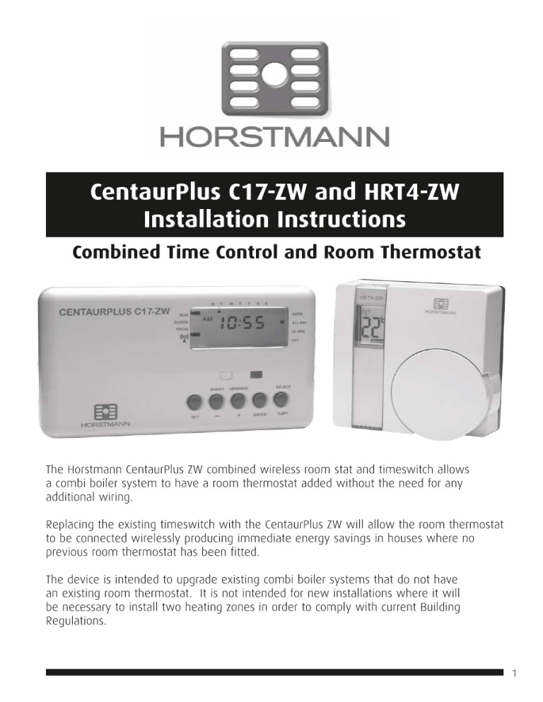 Horstmann CentaurPlus ZW Series 2 Installation guide Horstmann CentaurPlus ZW Series 2 Installation guide