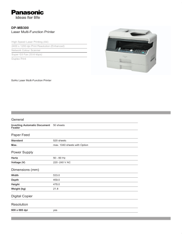 DP-MB300 Laser Multi-Function Printer General Paper Feed Power DP-MB300 Laser Multi-Function Printer General Paper Feed Power