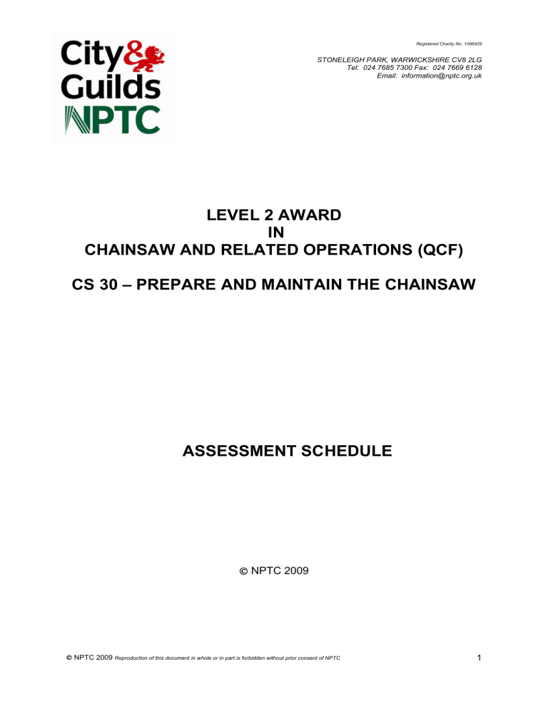 prepare and maintain the chainsaw assessment prepare and maintain the chainsaw assessment