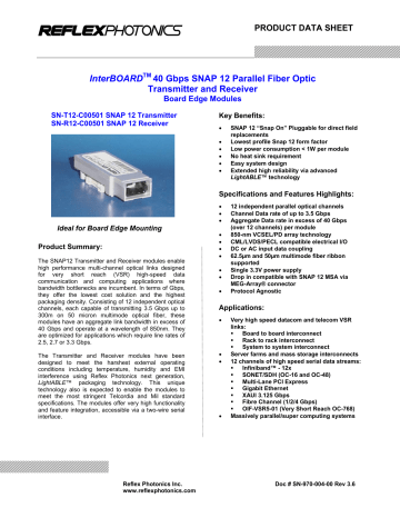 InterBOARD 40 Gbps SNAP 12 Parallel Fiber Optic InterBOARD 40 Gbps SNAP 12 Parallel Fiber Optic