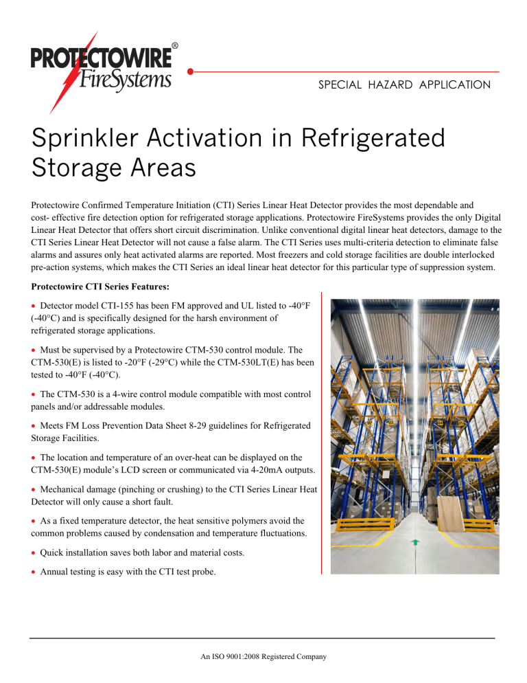 Sprinkler Activation in Refrigerated Storage Areas Sprinkler Activation in Refrigerated Storage Areas