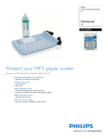 SAC3540W/27 Philips Screen protector/cleaning kit SAC3540W/27 Philips Screen protector/cleaning kit