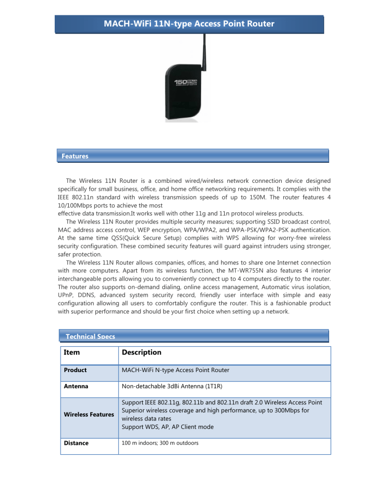 MACH-WiFi 11N-type Access Point Router MACH-WiFi 11N-type Access Point Router