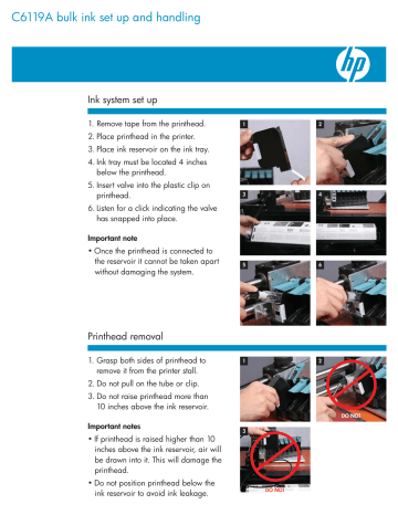 C6119A bulk ink set up and handling C6119A bulk ink set up and handling