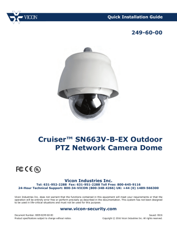 Vicon Cruiser SN663-B-EX Network Camera Quick Guide | Manualzz Vicon Cruiser SN663-B-EX Network Camera Quick Guide | Manualzz
