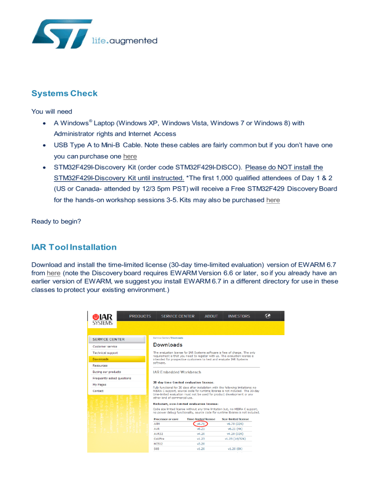 Systems Check IAR Tool Installation Systems Check IAR Tool Installation