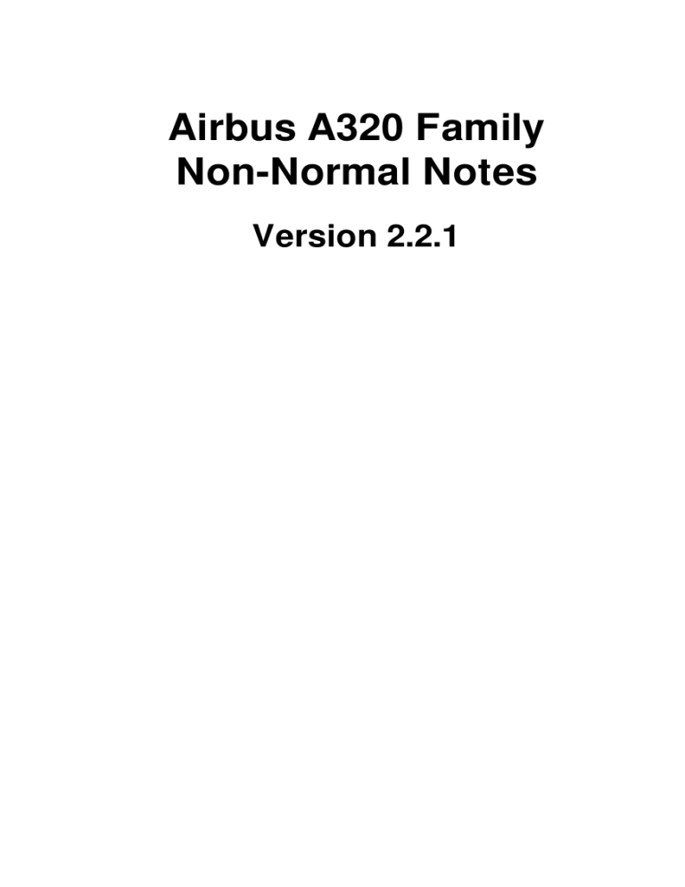 Airbus A320 Family Non-Normal Notes Airbus A320 Family Non-Normal Notes