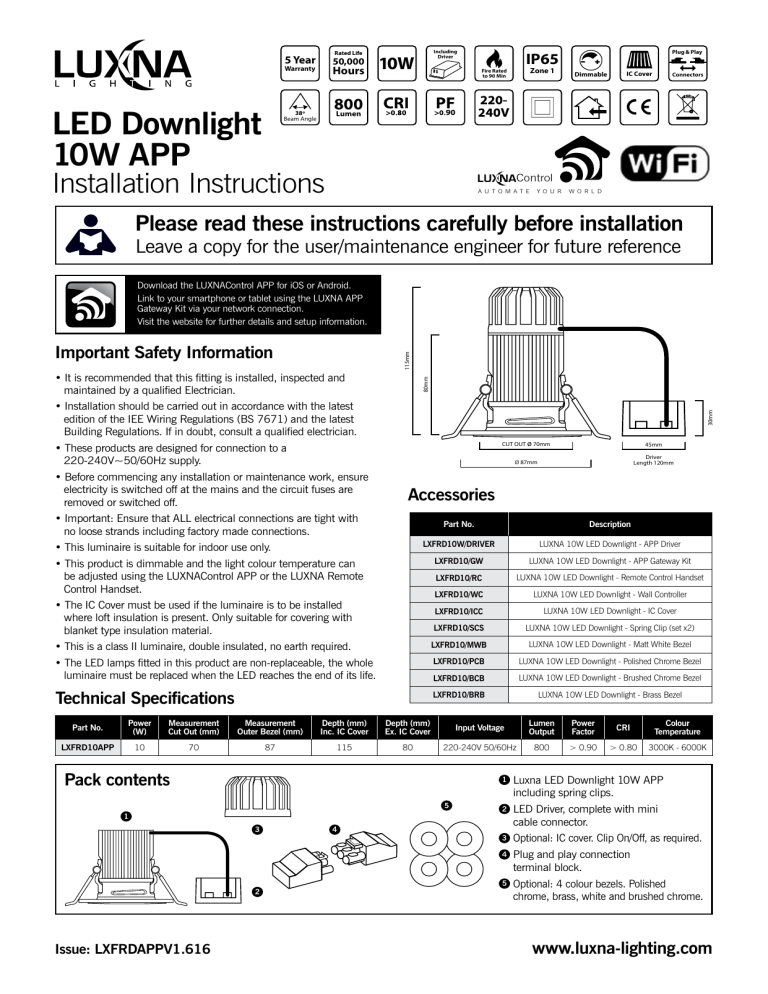 LED Downlight 10W APP - Luxna Lighting. Think Lighting. Think LED Downlight 10W APP - Luxna Lighting. Think Lighting. Think