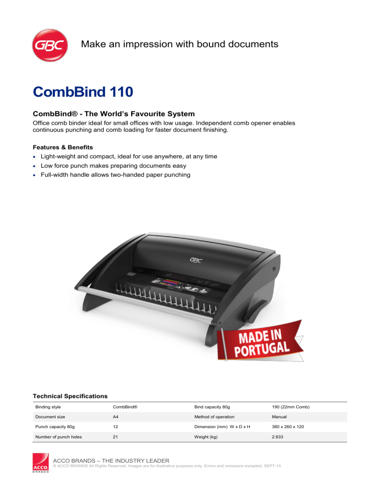 CombBind 110 - ACCO Brands Asia CombBind 110 - ACCO Brands Asia