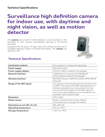 Surveillance high definition camera for indoor use, with daytime and Surveillance high definition camera for indoor use, with daytime and
