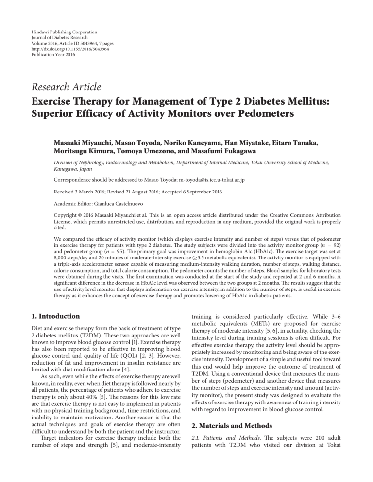 Superior Efficacy of Activity Monitors over Pedome Superior Efficacy of Activity Monitors over Pedome