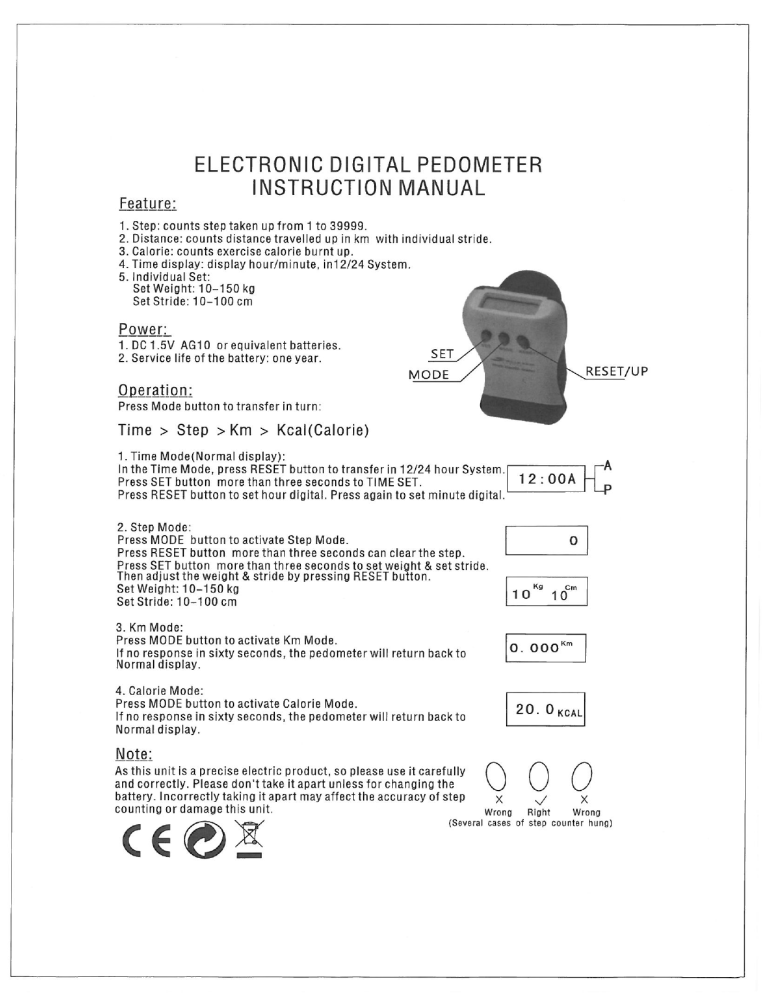 electronic digital pedometer instruction manual electronic digital pedometer instruction manual