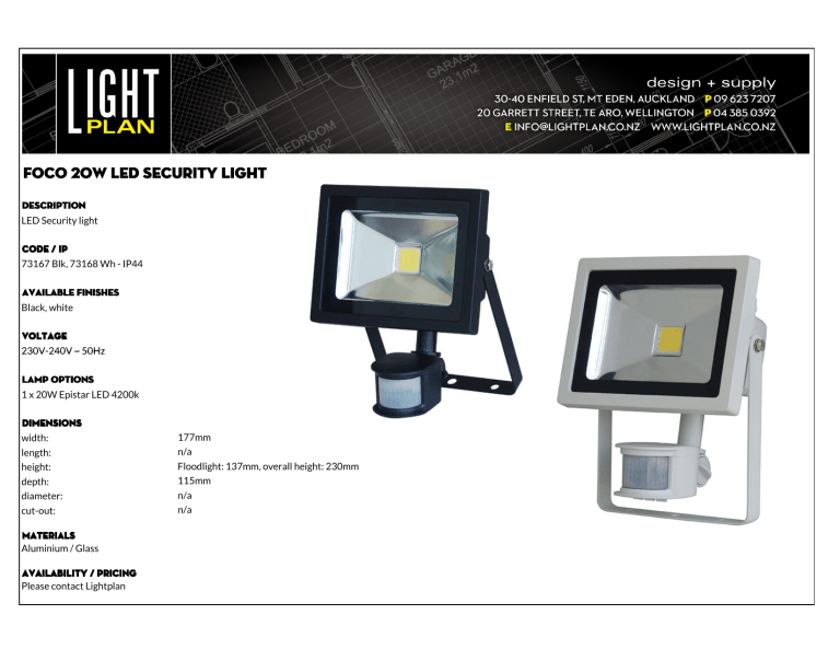 Foco 20W LED Security Light Foco 20W LED Security Light