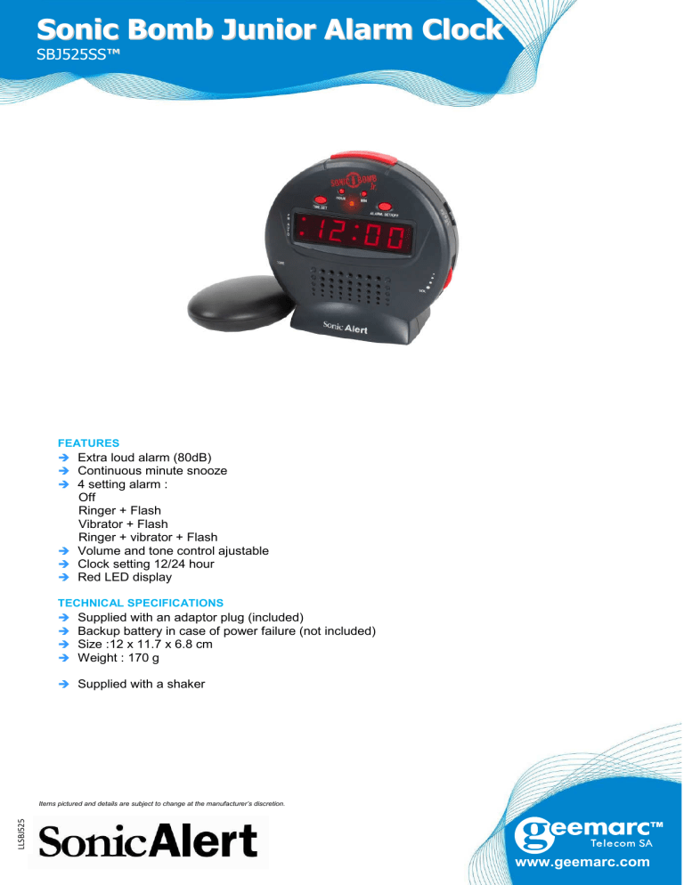Sonic Bomb Junior Alarm Clock Sonic Bomb Junior Alarm Clock