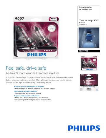 9007VPB2 Philips car headlight bulb | Manualzz