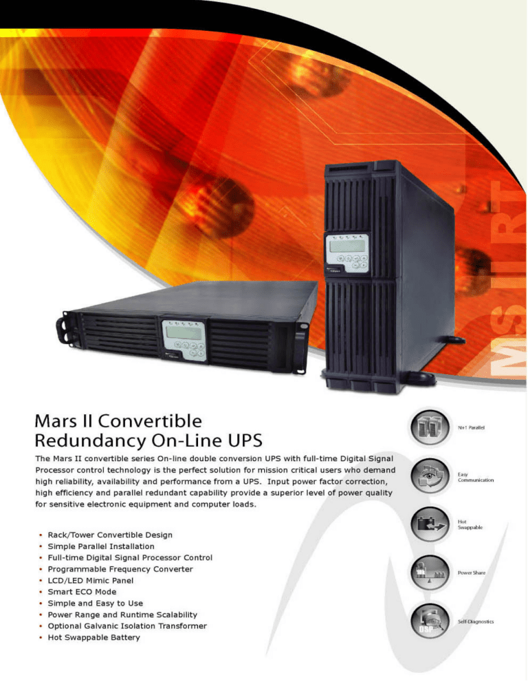Mars ll Convertible Redundancy On-Line UPS Mars ll Convertible Redundancy On-Line UPS