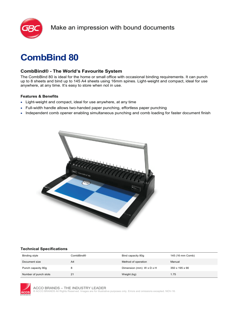 CombBind 80 - ACCO Brands Asia CombBind 80 - ACCO Brands Asia