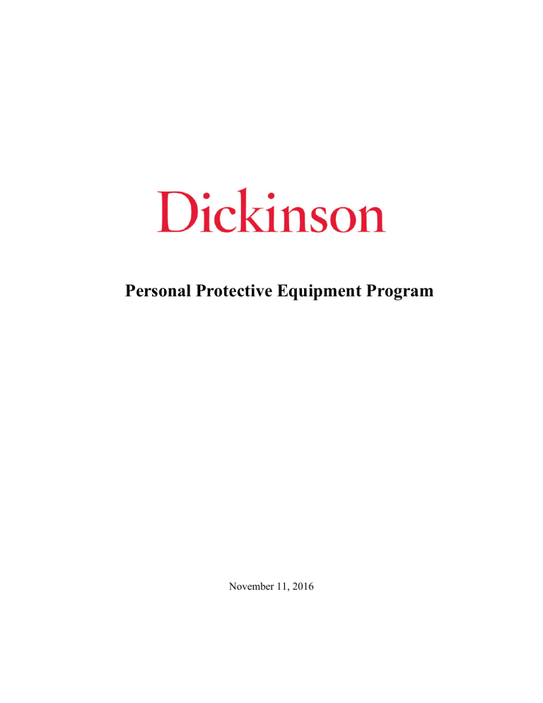 Personal Protective Equipment Program Personal Protective Equipment Program
