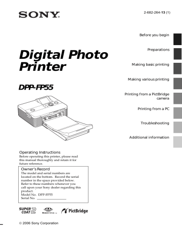 Sony DPP-FP55 Operating instructions Sony DPP-FP55 Operating instructions