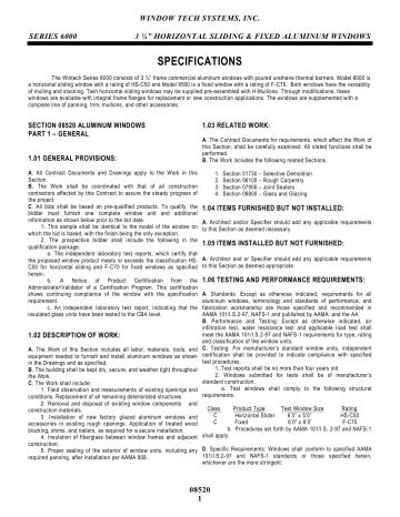 specifications - Window Tech Systems specifications - Window Tech Systems