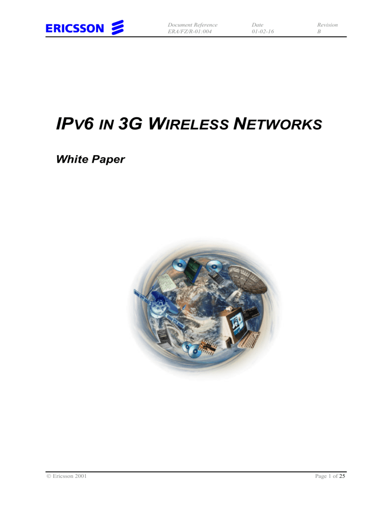 White Paper on IPv6 in 3G Wireless Networks White Paper on IPv6 in 3G Wireless Networks
