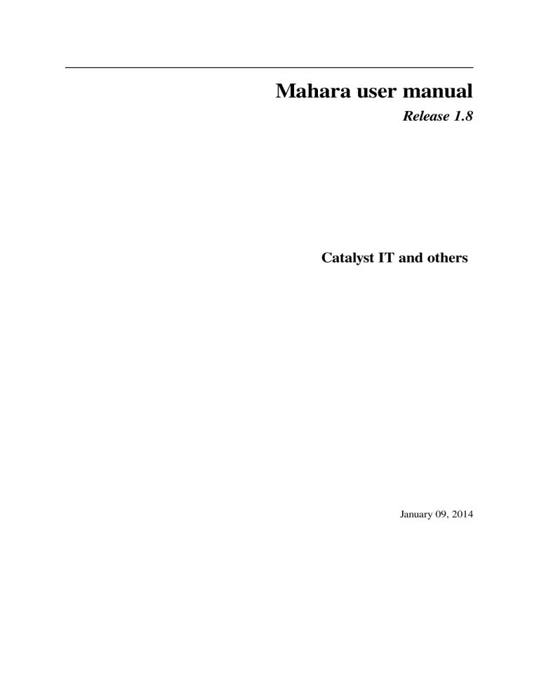 Mahara user manual Mahara user manual