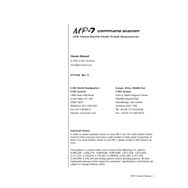 MP-7 Operation Manual (revison G) - e MP-7 Operation Manual (revison G) - e